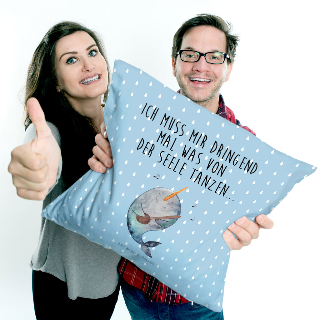 40x40 Kissen Narwal Gitarre Kissenhülle, Kopfkissen, Sofakissen, Dekokissen, Motivkissen, Meerestiere, Meer, Urlaub, Narwal, Wal, Tanzen, Probleme, Problemlösung, Frust, Gespräche, Gitarre