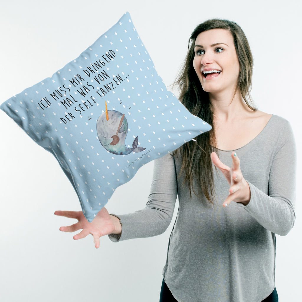 40x40 Kissen Narwal Gitarre Kissenhülle, Kopfkissen, Sofakissen, Dekokissen, Motivkissen, Meerestiere, Meer, Urlaub, Narwal, Wal, Tanzen, Probleme, Problemlösung, Frust, Gespräche, Gitarre