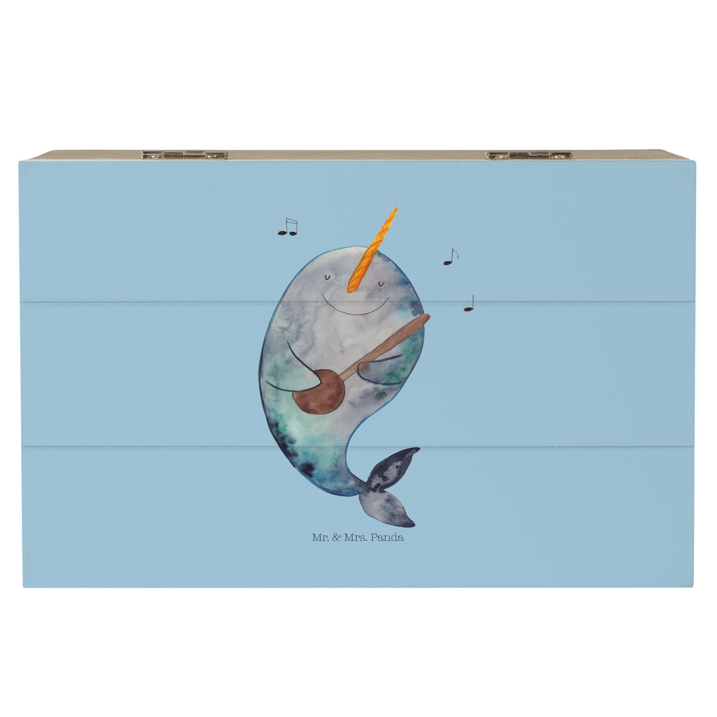 Holzkiste Narwal Gitarre Holzkiste, Kiste, Schatzkiste, Truhe, Schatulle, XXL, Erinnerungsbox, Erinnerungskiste, Dekokiste, Aufbewahrungsbox, Meerestiere, Meer, Urlaub, Narwal, Wal, Tanzen, Probleme, Problemlösung, Frust, Gespräche, Gitarre