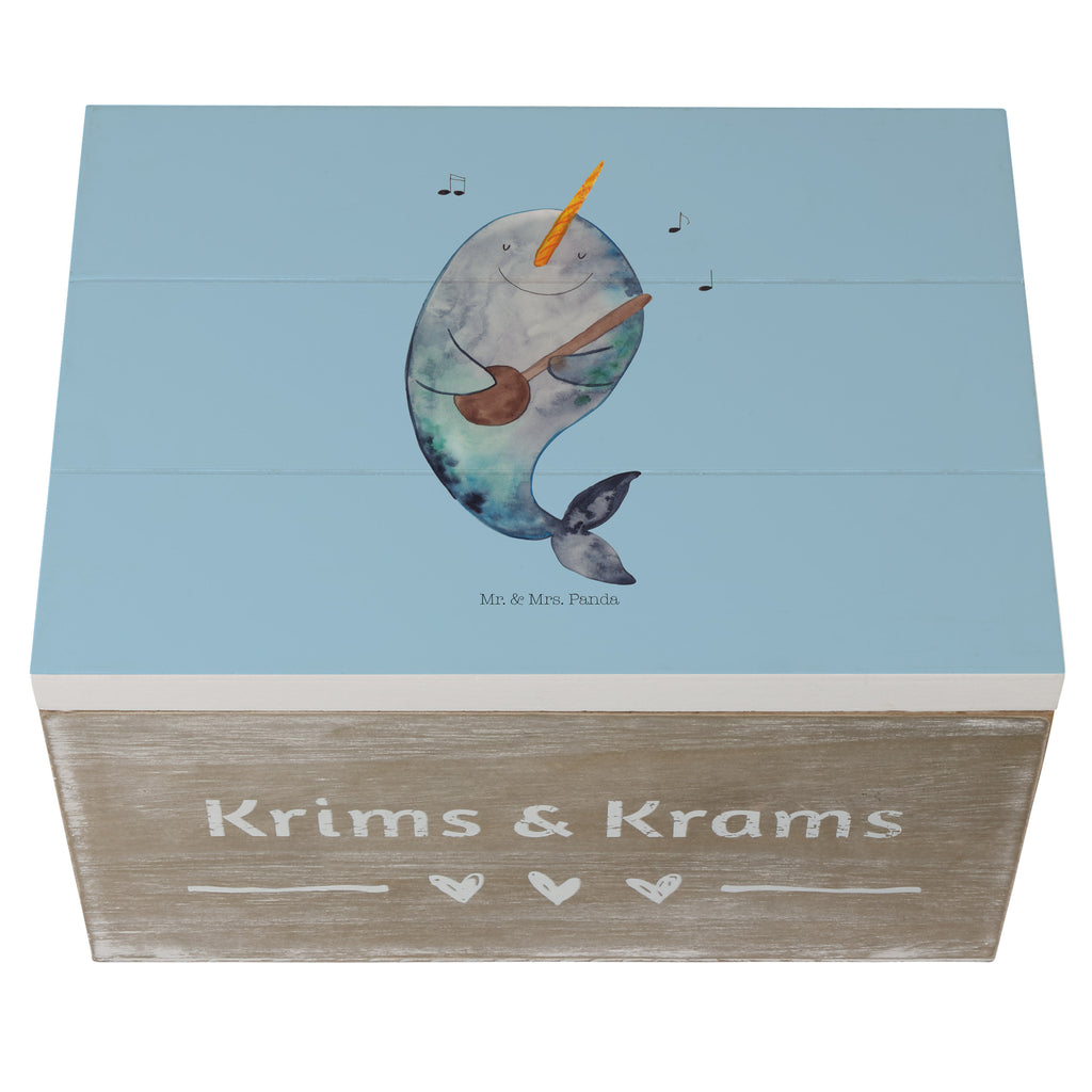 Holzkiste Narwal Gitarre Holzkiste, Kiste, Schatzkiste, Truhe, Schatulle, XXL, Erinnerungsbox, Erinnerungskiste, Dekokiste, Aufbewahrungsbox, Meerestiere, Meer, Urlaub, Narwal, Wal, Tanzen, Probleme, Problemlösung, Frust, Gespräche, Gitarre