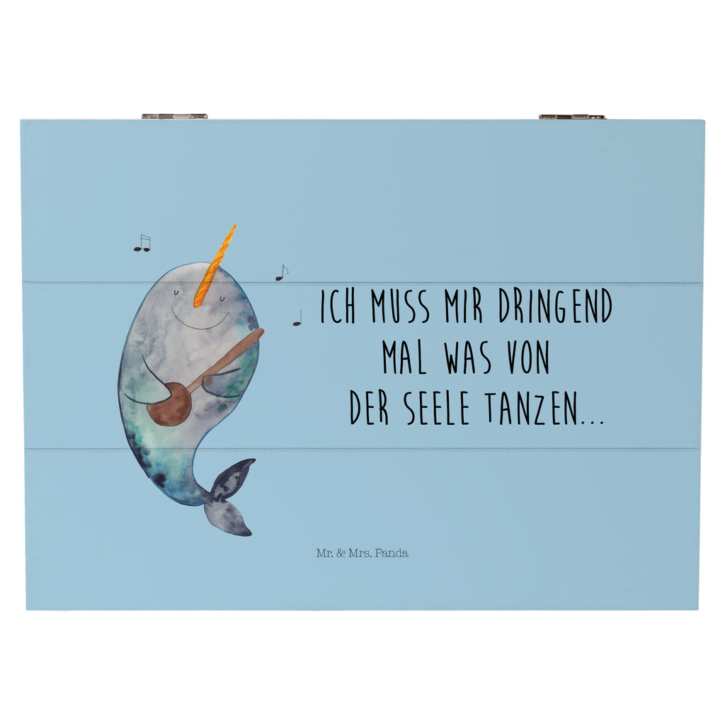 Holzkiste Narwal Gitarre Holzkiste, Kiste, Schatzkiste, Truhe, Schatulle, XXL, Erinnerungsbox, Erinnerungskiste, Dekokiste, Aufbewahrungsbox, Meerestiere, Meer, Urlaub, Narwal, Wal, Tanzen, Probleme, Problemlösung, Frust, Gespräche, Gitarre