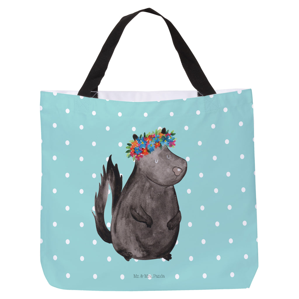 Shopper Stinktier Blumenmaedchen Beutel, Einkaufstasche, Tasche, Strandtasche, Einkaufsbeutel, Shopper, Schultasche, Freizeittasche, Tragebeutel, Schulbeutel, Alltagstasche, Stinktier, Skunk, Wildtier, Raubtier, Stinker, Stinki, Yoga, Namaste, Lebe, Liebe, Lache