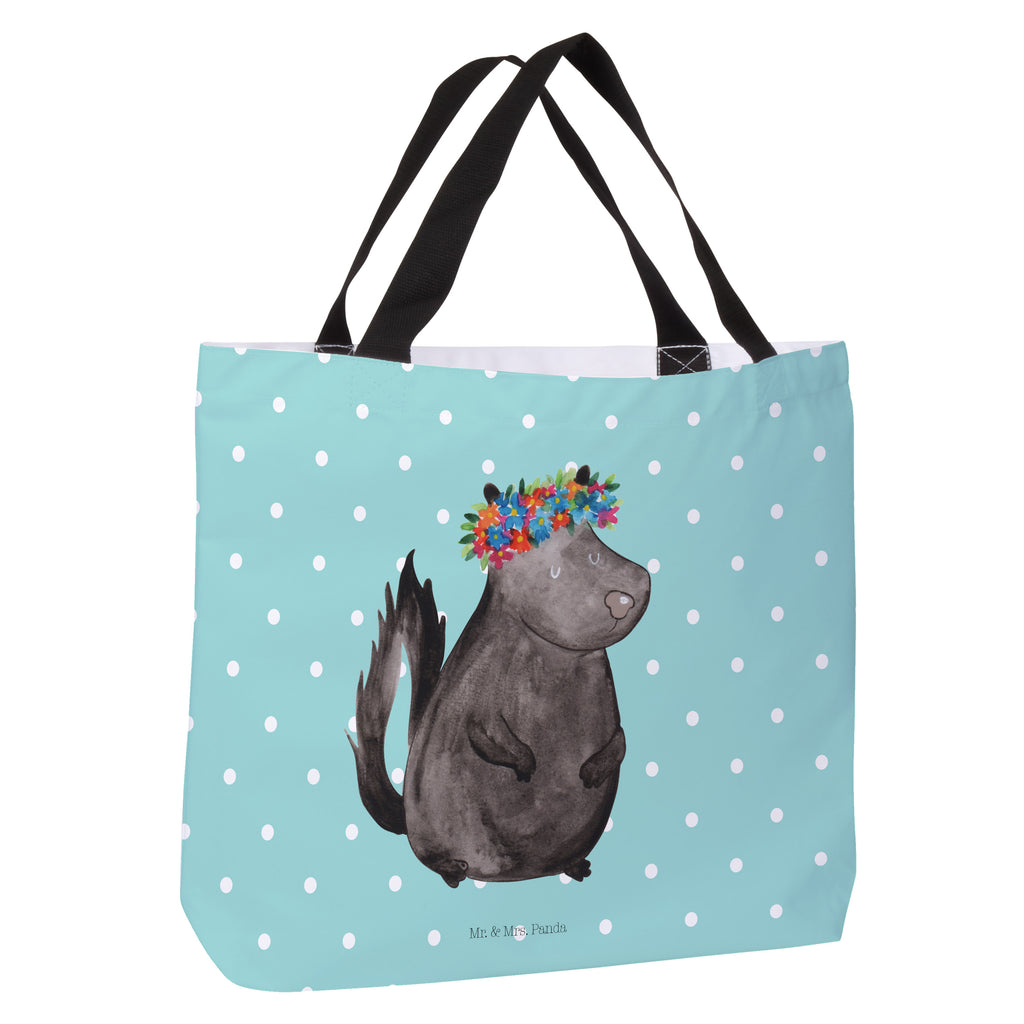 Shopper Stinktier Blumenmaedchen Beutel, Einkaufstasche, Tasche, Strandtasche, Einkaufsbeutel, Shopper, Schultasche, Freizeittasche, Tragebeutel, Schulbeutel, Alltagstasche, Stinktier, Skunk, Wildtier, Raubtier, Stinker, Stinki, Yoga, Namaste, Lebe, Liebe, Lache