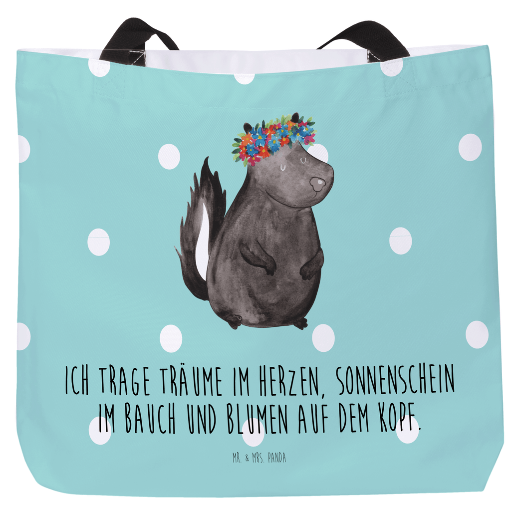 Shopper Stinktier Blumenmaedchen Beutel, Einkaufstasche, Tasche, Strandtasche, Einkaufsbeutel, Shopper, Schultasche, Freizeittasche, Tragebeutel, Schulbeutel, Alltagstasche, Stinktier, Skunk, Wildtier, Raubtier, Stinker, Stinki, Yoga, Namaste, Lebe, Liebe, Lache