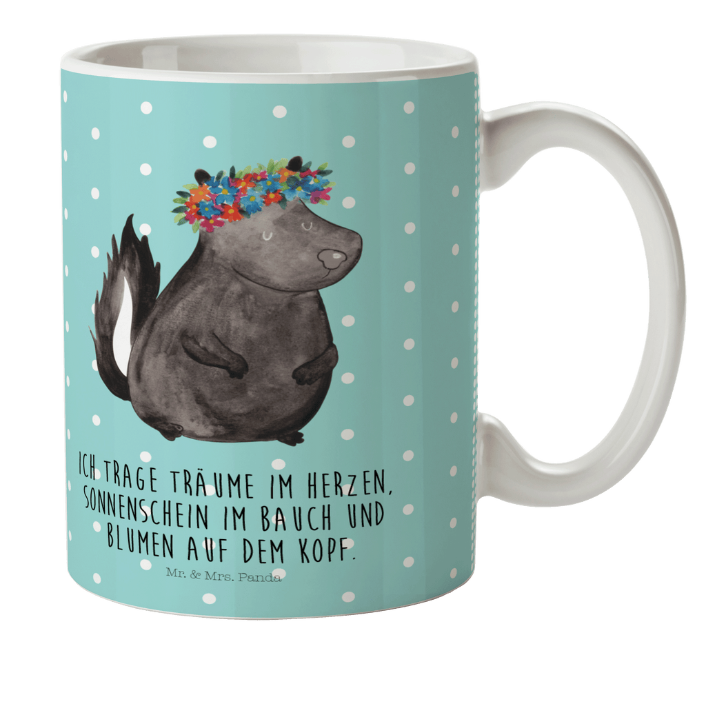 Kindertasse Stinktier Blumenmaedchen Kunststoff Tasse, Kindergarten, Tasse, Trinkbecher, Camping Becher, Kaffeetasse, Kunststoffbecher, Kindergartenbecher, Outdoorgeschirr, Kunststoffgeschirr, Reisebecher, Reisetasse, Kinderbecher, Stinktier, Skunk, Wildtier, Raubtier, Stinker, Stinki, Yoga, Namaste, Lebe, Liebe, Lache