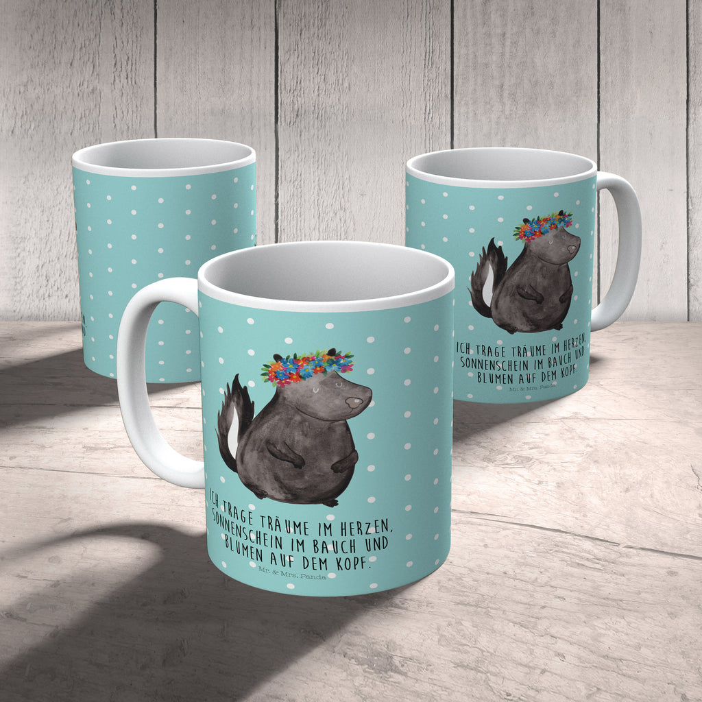 Kindertasse Stinktier Blumenmaedchen Kunststoff Tasse, Kindergarten, Tasse, Trinkbecher, Camping Becher, Kaffeetasse, Kunststoffbecher, Kindergartenbecher, Outdoorgeschirr, Kunststoffgeschirr, Reisebecher, Reisetasse, Kinderbecher, Stinktier, Skunk, Wildtier, Raubtier, Stinker, Stinki, Yoga, Namaste, Lebe, Liebe, Lache