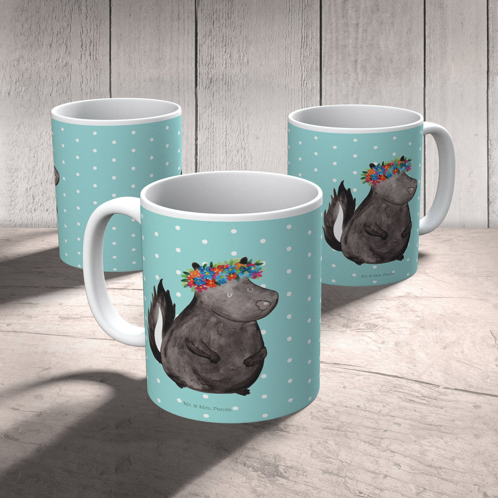 Kindertasse Stinktier Blumenmaedchen Kunststoff Tasse, Kindergarten, Tasse, Trinkbecher, Camping Becher, Kaffeetasse, Kunststoffbecher, Kindergartenbecher, Outdoorgeschirr, Kunststoffgeschirr, Reisebecher, Reisetasse, Kinderbecher, Stinktier, Skunk, Wildtier, Raubtier, Stinker, Stinki, Yoga, Namaste, Lebe, Liebe, Lache