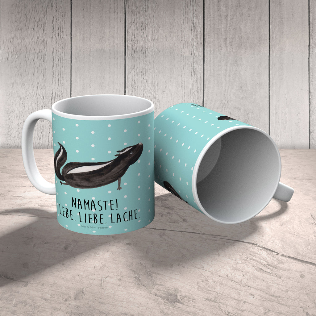 Kindertasse Stinktier Yoga Kunststoff Tasse, Kindergarten, Tasse, Trinkbecher, Camping Becher, Kaffeetasse, Kunststoffbecher, Kindergartenbecher, Outdoorgeschirr, Kunststoffgeschirr, Reisebecher, Reisetasse, Kinderbecher, Stinktier, Skunk, Wildtier, Raubtier, Stinker, Stinki, Yoga, Namaste, Lebe, Liebe, Lache