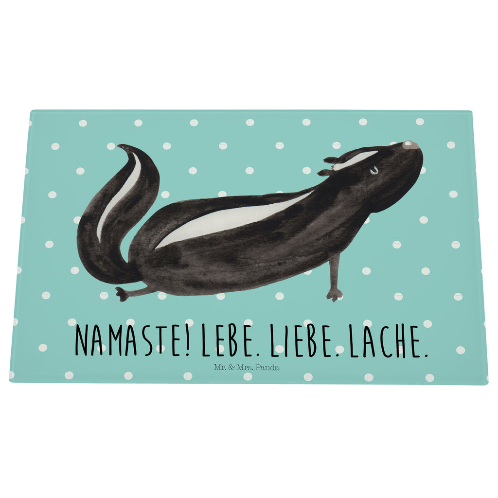 Medium Glas Schneidbrett Stinktier Yoga Glasschneidebrett, Schneidebrett, Stinktier, Skunk, Wildtier, Raubtier, Stinker, Stinki, Yoga, Namaste, Lebe, Liebe, Lache