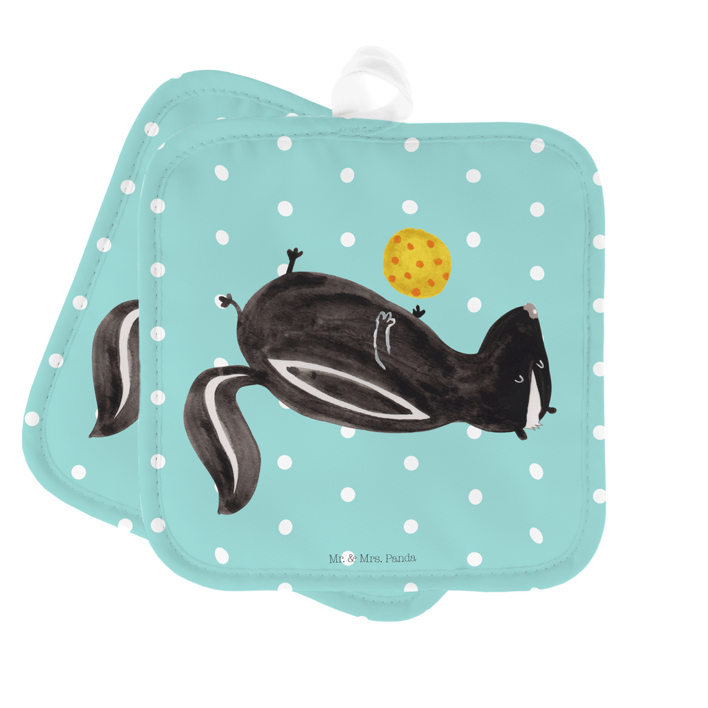 2er Set Topflappen  Stinktier Ball Topflappen, Topfuntersetzer, Ofenhandschuh, Topflappen Set, Topflappen lustig, Topflappen mit Spruch, Stinktier, Skunk, Wildtier, Raubtier, Stinker, Stinki, verspielt, Weisheit