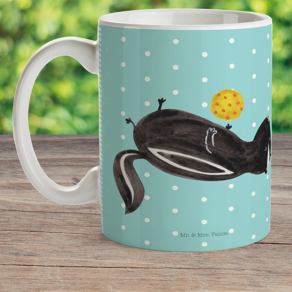 Kindertasse Stinktier Ball Kunststoff Tasse, Kindergarten, Tasse, Trinkbecher, Camping Becher, Kaffeetasse, Kunststoffbecher, Kindergartenbecher, Outdoorgeschirr, Kunststoffgeschirr, Reisebecher, Reisetasse, Kinderbecher, Stinktier, Skunk, Wildtier, Raubtier, Stinker, Stinki, verspielt, Weisheit