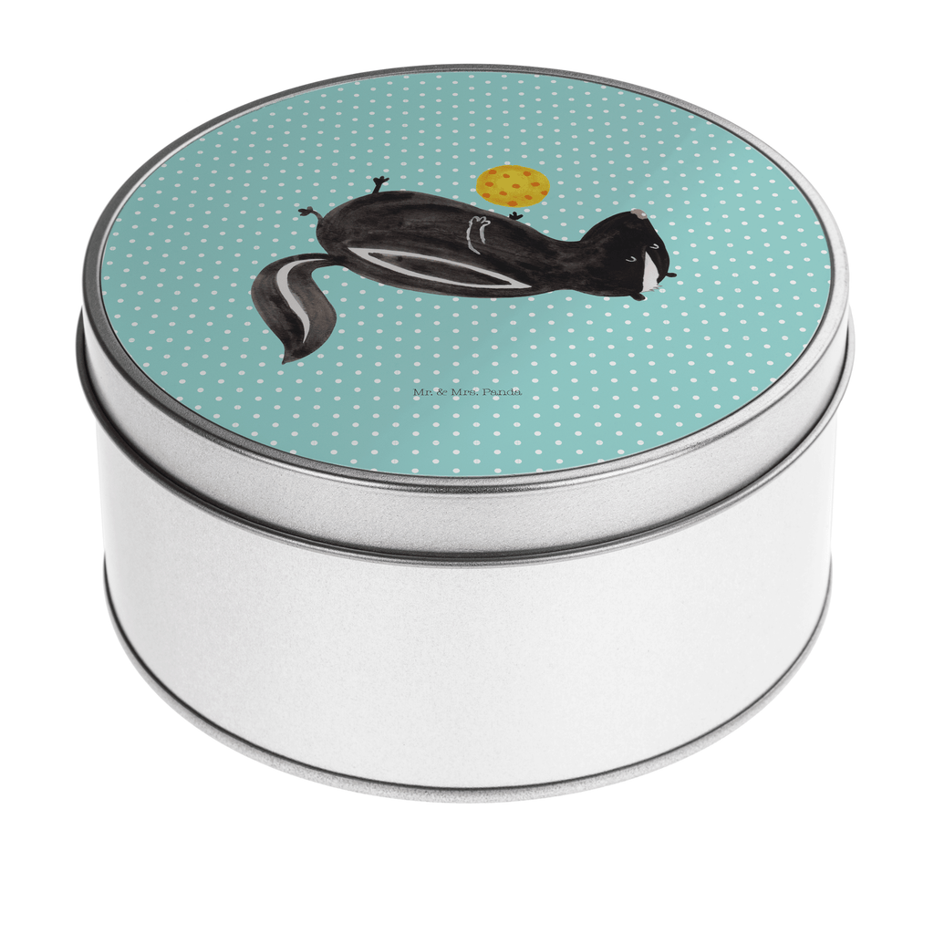 Blechdose rund Stinktier Ball Metalldose, Keksdose, Dose, Vorratsdose, Geschenkbox, Stinktier, Skunk, Wildtier, Raubtier, Stinker, Stinki, verspielt, Weisheit