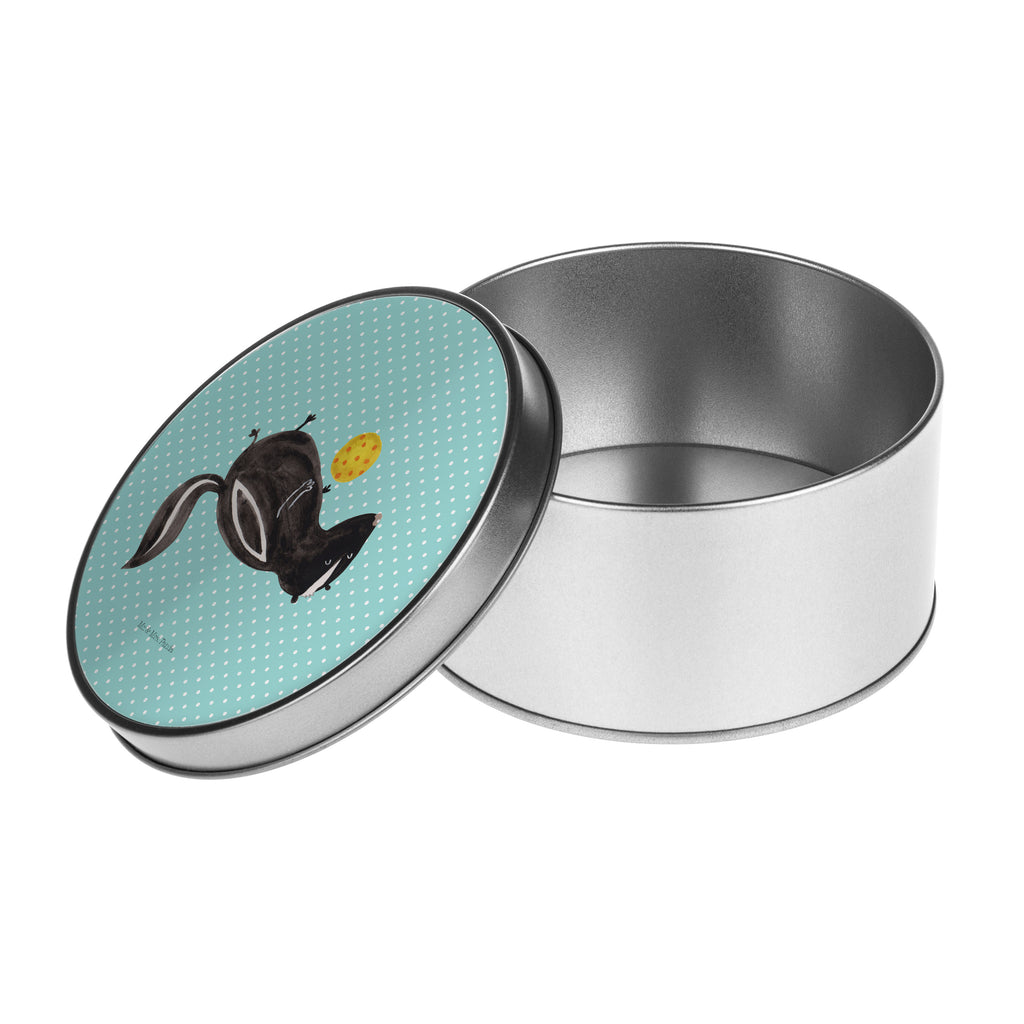 Blechdose rund Stinktier Ball Metalldose, Keksdose, Dose, Vorratsdose, Geschenkbox, Stinktier, Skunk, Wildtier, Raubtier, Stinker, Stinki, verspielt, Weisheit