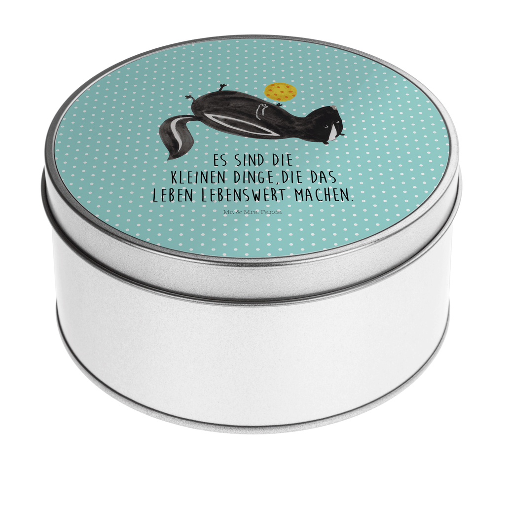 Blechdose rund Stinktier Ball Metalldose, Keksdose, Dose, Vorratsdose, Geschenkbox, Stinktier, Skunk, Wildtier, Raubtier, Stinker, Stinki, verspielt, Weisheit