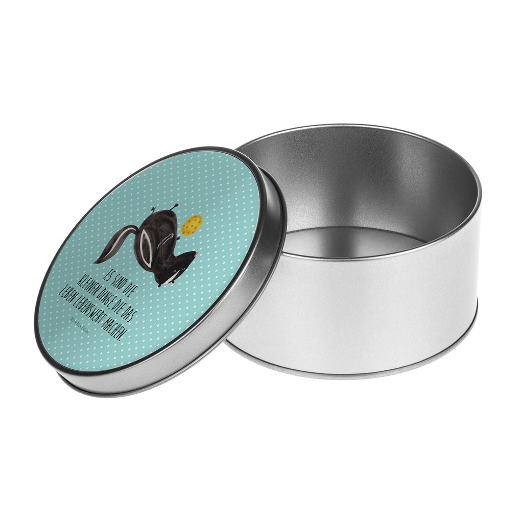 Blechdose rund Stinktier Ball Metalldose, Keksdose, Dose, Vorratsdose, Geschenkbox, Stinktier, Skunk, Wildtier, Raubtier, Stinker, Stinki, verspielt, Weisheit