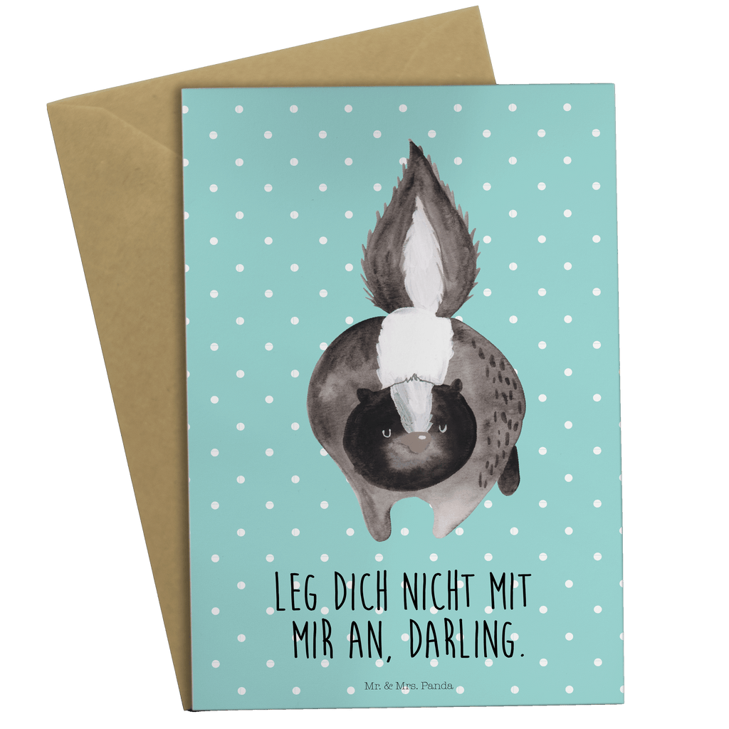 Grußkarte Stinktier Angriff Klappkarte, Einladungskarte, Glückwunschkarte, Hochzeitskarte, Geburtstagskarte, Karte, Stinktier, Skunk, Wildtier, Raubtier, Stinker, Stinki, wütend, Drohung