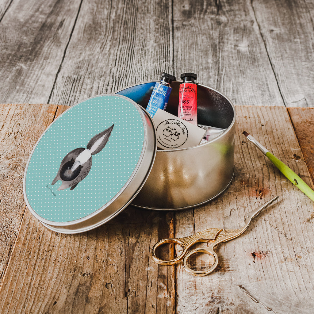 Blechdose rund Stinktier Angriff Metalldose, Keksdose, Dose, Vorratsdose, Geschenkbox, Stinktier, Skunk, Wildtier, Raubtier, Stinker, Stinki, wütend, Drohung