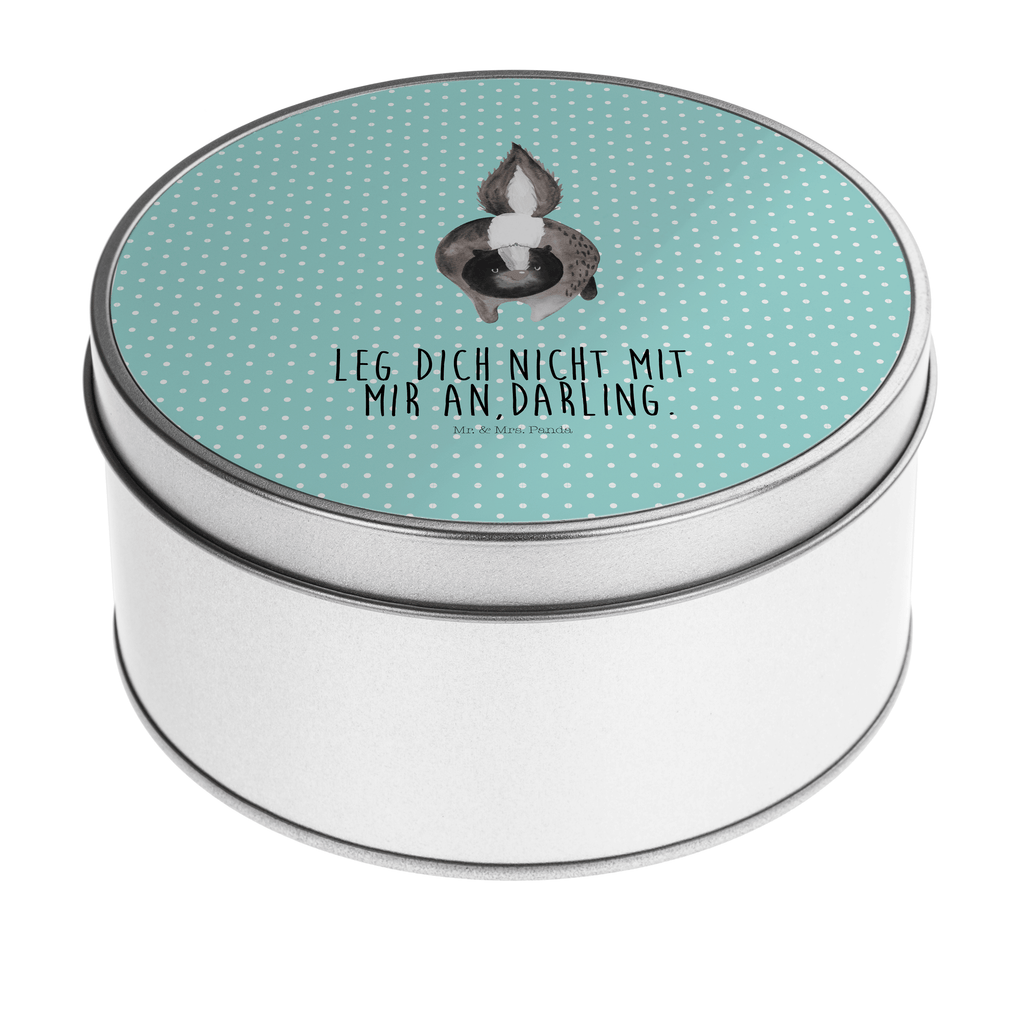 Blechdose rund Stinktier Angriff Metalldose, Keksdose, Dose, Vorratsdose, Geschenkbox, Stinktier, Skunk, Wildtier, Raubtier, Stinker, Stinki, wütend, Drohung