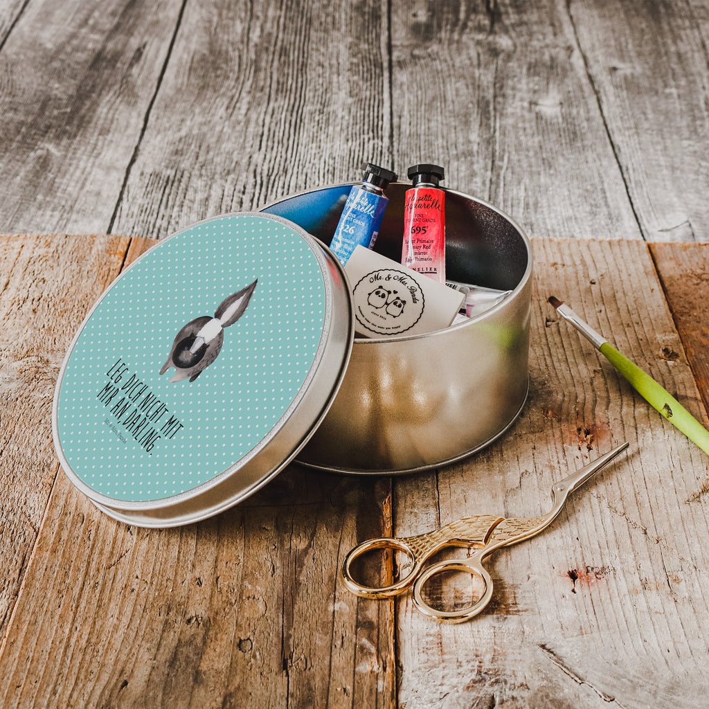 Blechdose rund Stinktier Angriff Metalldose, Keksdose, Dose, Vorratsdose, Geschenkbox, Stinktier, Skunk, Wildtier, Raubtier, Stinker, Stinki, wütend, Drohung
