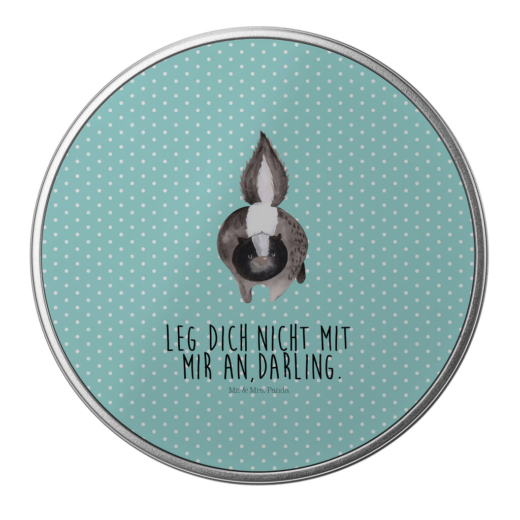 Blechdose rund Stinktier Angriff Metalldose, Keksdose, Dose, Vorratsdose, Geschenkbox, Stinktier, Skunk, Wildtier, Raubtier, Stinker, Stinki, wütend, Drohung