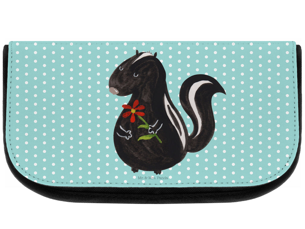 Kosmetiktasche Stinktier Blume Kosmetikbeutel, Kulturtasche, Kulturbeutel, Schminktasche, Make-Up Tasche, Stinktier, Skunk, Wildtier, Raubtier, Stinker, Stinki, Tagträumer, verträumt, Dreams, Träume