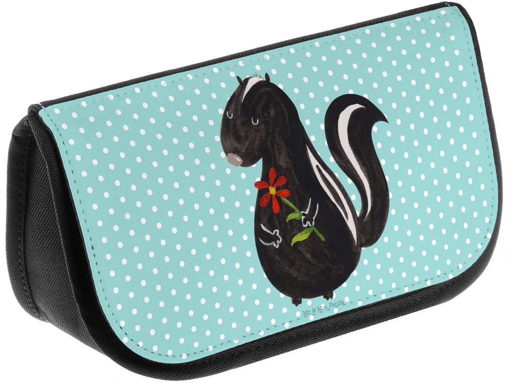 Kosmetiktasche Stinktier Blume Kosmetikbeutel, Kulturtasche, Kulturbeutel, Schminktasche, Make-Up Tasche, Stinktier, Skunk, Wildtier, Raubtier, Stinker, Stinki, Tagträumer, verträumt, Dreams, Träume