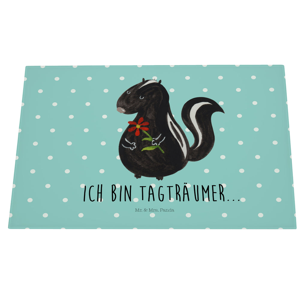 Medium Glas Schneidbrett Stinktier Blume Glasschneidebrett, Schneidebrett, Stinktier, Skunk, Wildtier, Raubtier, Stinker, Stinki, Tagträumer, verträumt, Dreams, Träume