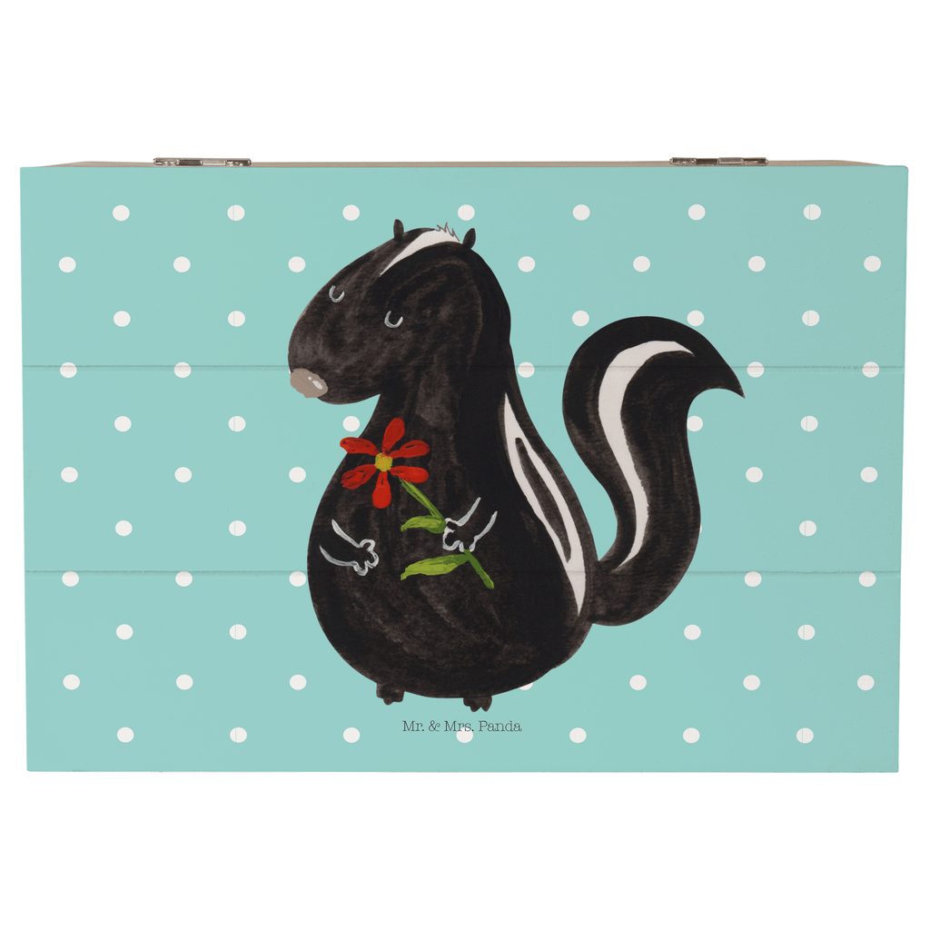 Holzkiste Stinktier Blume Holzkiste, Kiste, Schatzkiste, Truhe, Schatulle, XXL, Erinnerungsbox, Erinnerungskiste, Dekokiste, Aufbewahrungsbox, Stinktier, Skunk, Wildtier, Raubtier, Stinker, Stinki, Tagträumer, verträumt, Dreams, Träume