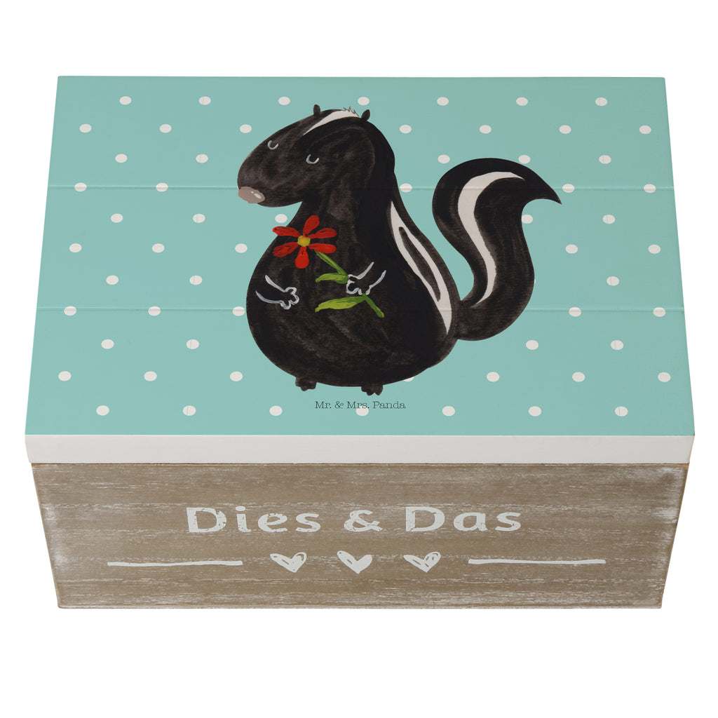 Holzkiste Stinktier Blume Holzkiste, Kiste, Schatzkiste, Truhe, Schatulle, XXL, Erinnerungsbox, Erinnerungskiste, Dekokiste, Aufbewahrungsbox, Stinktier, Skunk, Wildtier, Raubtier, Stinker, Stinki, Tagträumer, verträumt, Dreams, Träume