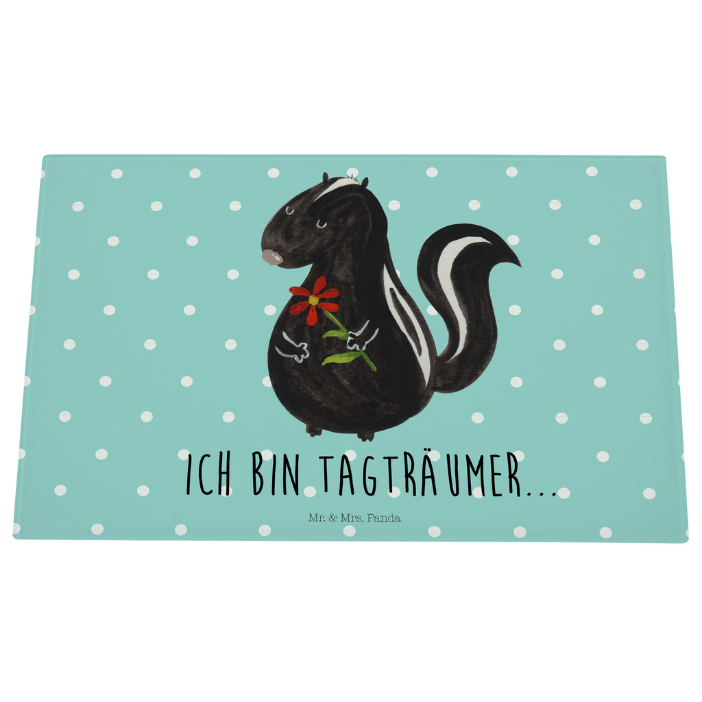 Medium Glas Schneidbrett Stinktier Blume Glasschneidebrett, Schneidebrett, Stinktier, Skunk, Wildtier, Raubtier, Stinker, Stinki, Tagträumer, verträumt, Dreams, Träume