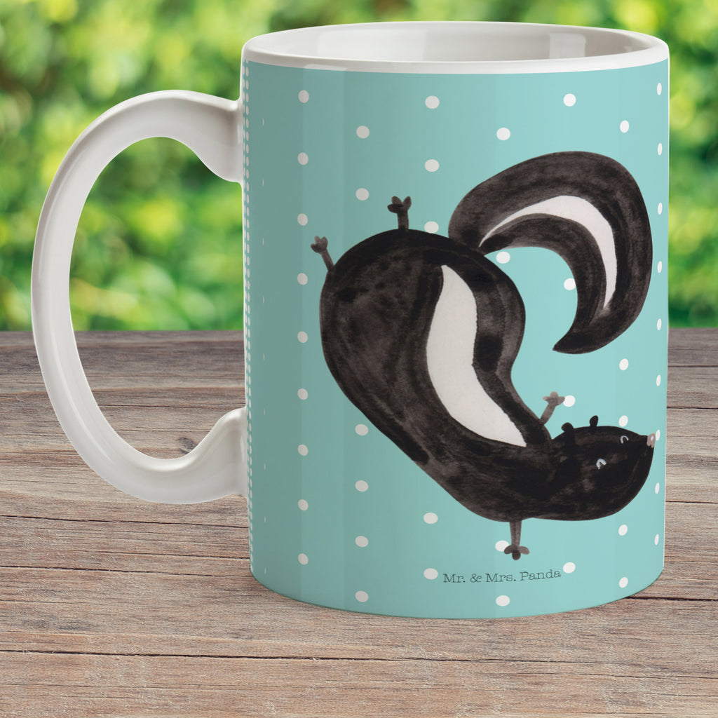 Kindertasse Stinktier Handstand Kunststoff Tasse, Kindergarten, Tasse, Trinkbecher, Camping Becher, Kaffeetasse, Kunststoffbecher, Kindergartenbecher, Outdoorgeschirr, Kunststoffgeschirr, Reisebecher, Reisetasse, Kinderbecher, Stinktier, Skunk, Wildtier, Raubtier, Stinker, Stinki, Spielplatz, verpielt, Kind