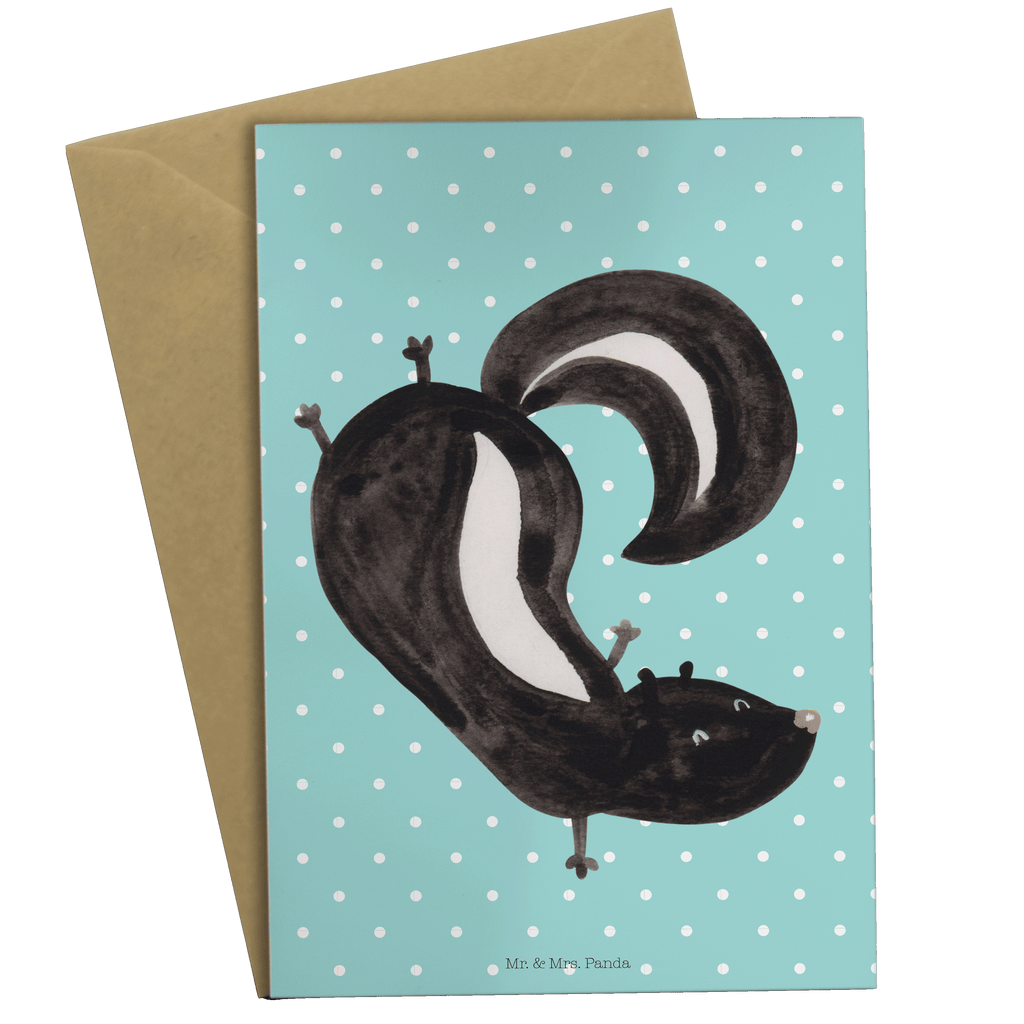 Grußkarte Stinktier Handstand Klappkarte, Einladungskarte, Glückwunschkarte, Hochzeitskarte, Geburtstagskarte, Karte, Stinktier, Skunk, Wildtier, Raubtier, Stinker, Stinki, Spielplatz, verpielt, Kind