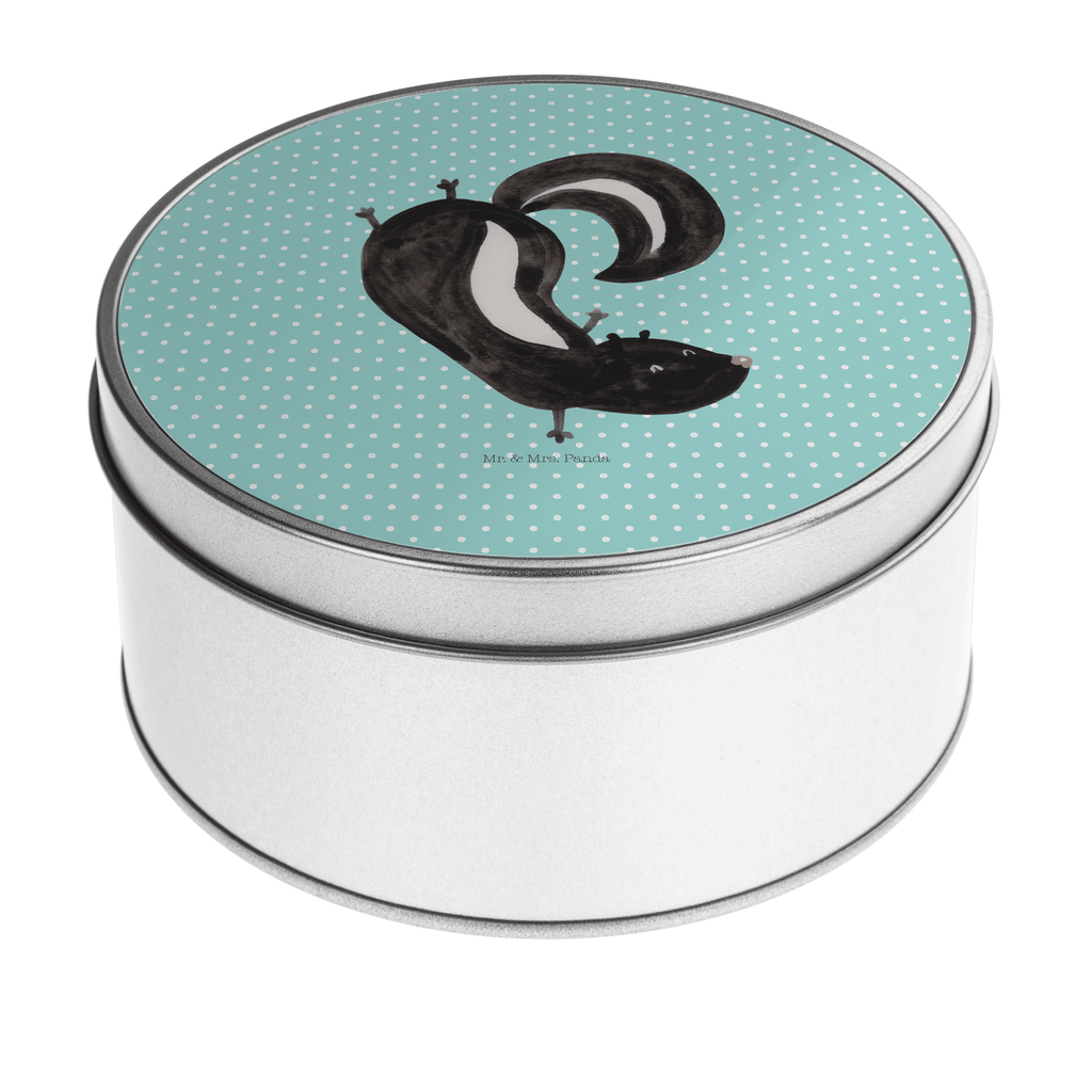 Blechdose rund Stinktier Handstand Metalldose, Keksdose, Dose, Vorratsdose, Geschenkbox, Stinktier, Skunk, Wildtier, Raubtier, Stinker, Stinki, Spielplatz, verpielt, Kind
