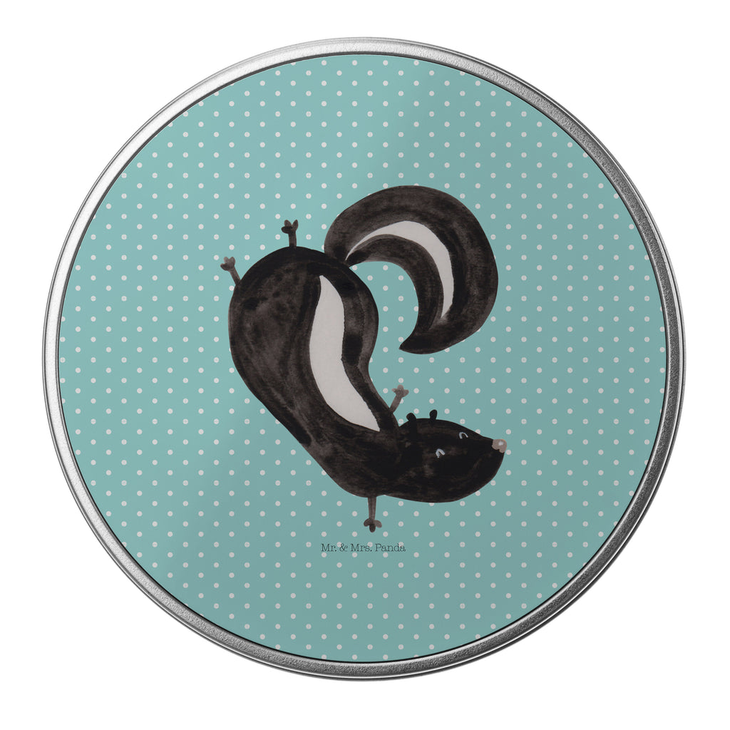 Blechdose rund Stinktier Handstand Metalldose, Keksdose, Dose, Vorratsdose, Geschenkbox, Stinktier, Skunk, Wildtier, Raubtier, Stinker, Stinki, Spielplatz, verpielt, Kind
