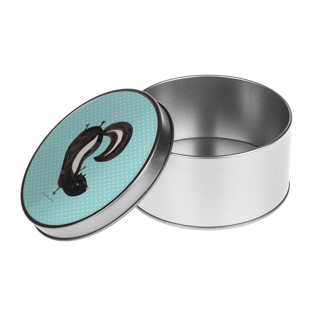 Blechdose rund Stinktier Handstand Metalldose, Keksdose, Dose, Vorratsdose, Geschenkbox, Stinktier, Skunk, Wildtier, Raubtier, Stinker, Stinki, Spielplatz, verpielt, Kind