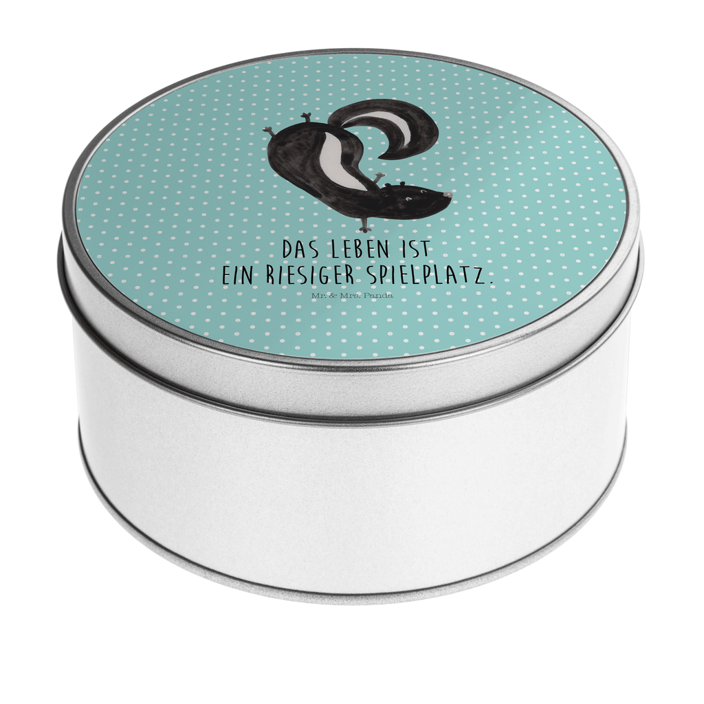 Blechdose rund Stinktier Handstand Metalldose, Keksdose, Dose, Vorratsdose, Geschenkbox, Stinktier, Skunk, Wildtier, Raubtier, Stinker, Stinki, Spielplatz, verpielt, Kind