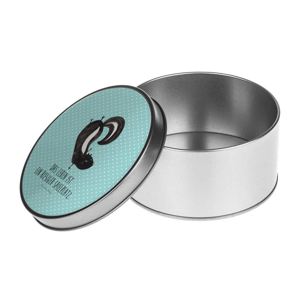 Blechdose rund Stinktier Handstand Metalldose, Keksdose, Dose, Vorratsdose, Geschenkbox, Stinktier, Skunk, Wildtier, Raubtier, Stinker, Stinki, Spielplatz, verpielt, Kind