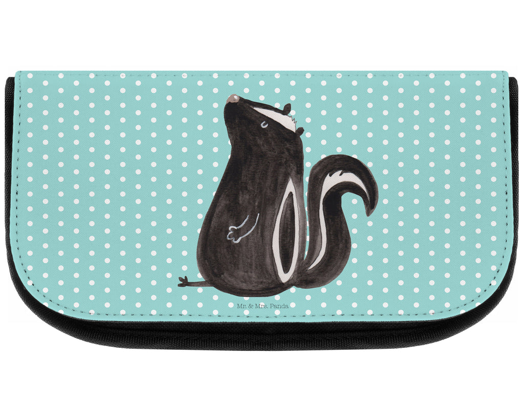 Kosmetiktasche Stinktier sitzend Kosmetikbeutel, Kulturtasche, Kulturbeutel, Schminktasche, Make-Up Tasche, Stinktier, Skunk, Wildtier, Raubtier, Stinker, Stinki, Spruch, Büro, Recht, Besserwisser