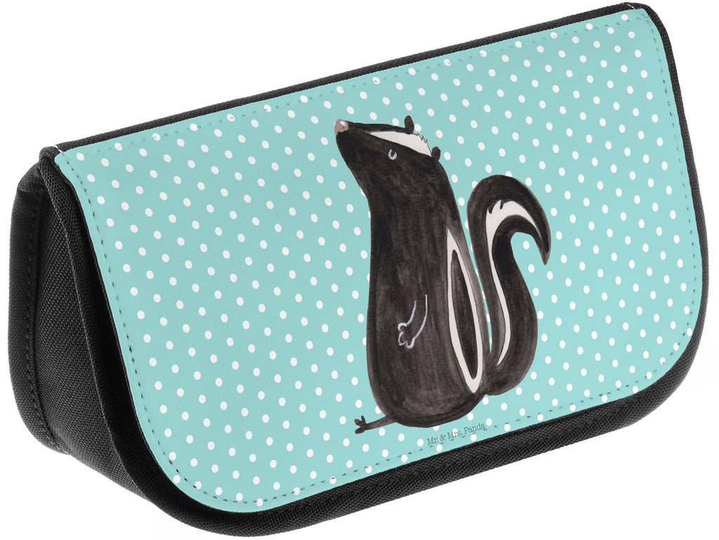 Kosmetiktasche Stinktier sitzend Kosmetikbeutel, Kulturtasche, Kulturbeutel, Schminktasche, Make-Up Tasche, Stinktier, Skunk, Wildtier, Raubtier, Stinker, Stinki, Spruch, Büro, Recht, Besserwisser