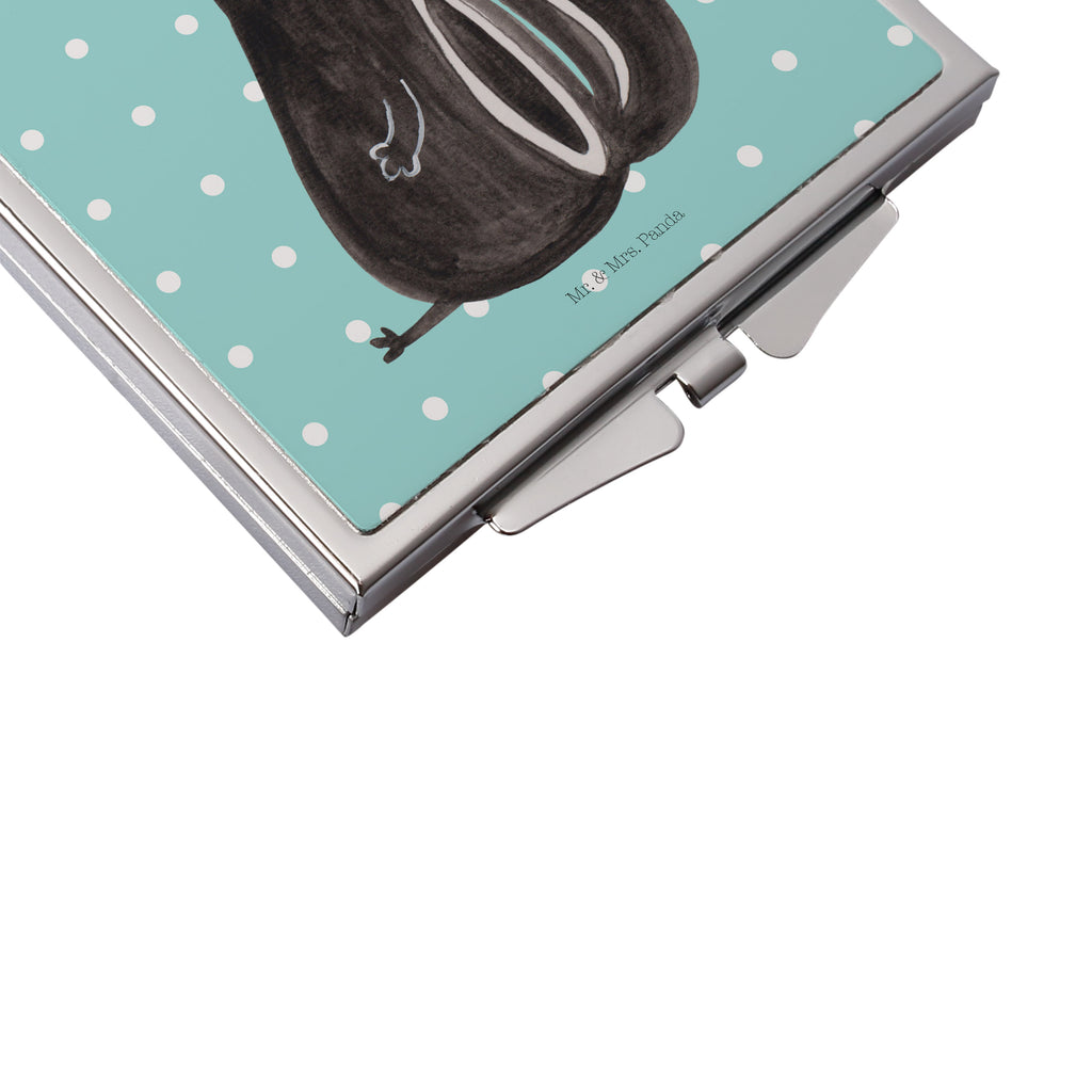 Handtaschenspiegel quadratisch Stinktier sitzend Spiegel, Handtasche, Quadrat, silber, schminken, Schminkspiegel, Stinktier, Skunk, Wildtier, Raubtier, Stinker, Stinki, Spruch, Büro, Recht, Besserwisser