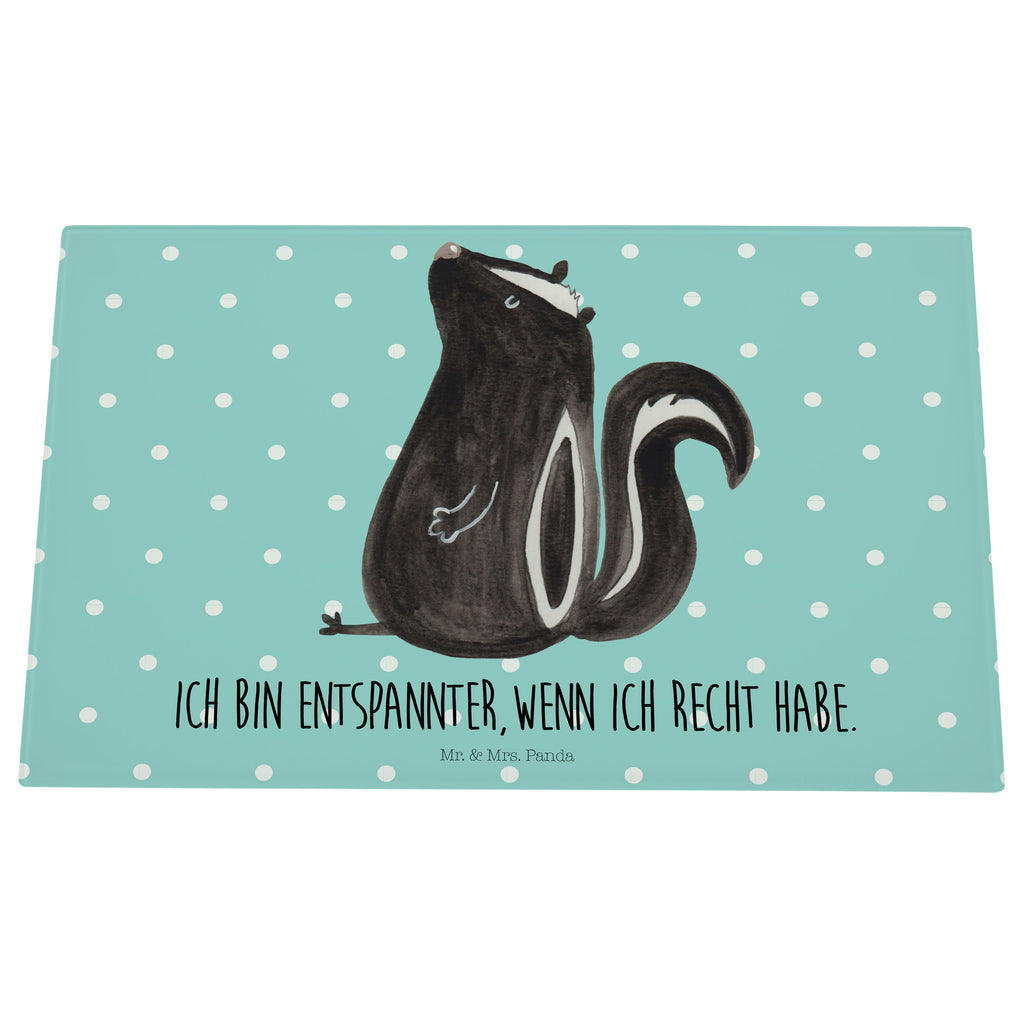 Medium Glas Schneidbrett Stinktier sitzend Glasschneidebrett, Schneidebrett, Stinktier, Skunk, Wildtier, Raubtier, Stinker, Stinki, Spruch, Büro, Recht, Besserwisser