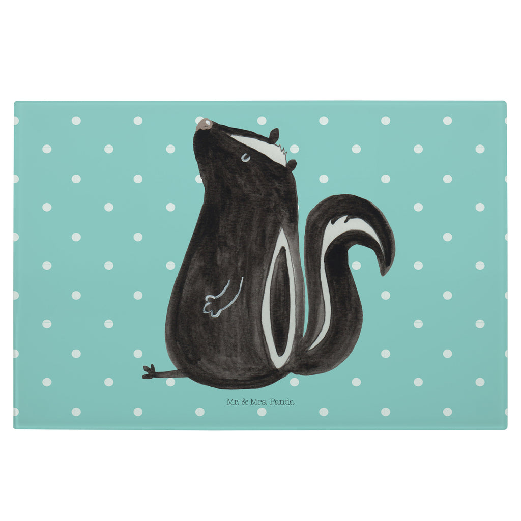Medium Glas Schneidbrett Stinktier sitzend Glasschneidebrett, Schneidebrett, Stinktier, Skunk, Wildtier, Raubtier, Stinker, Stinki, Spruch, Büro, Recht, Besserwisser