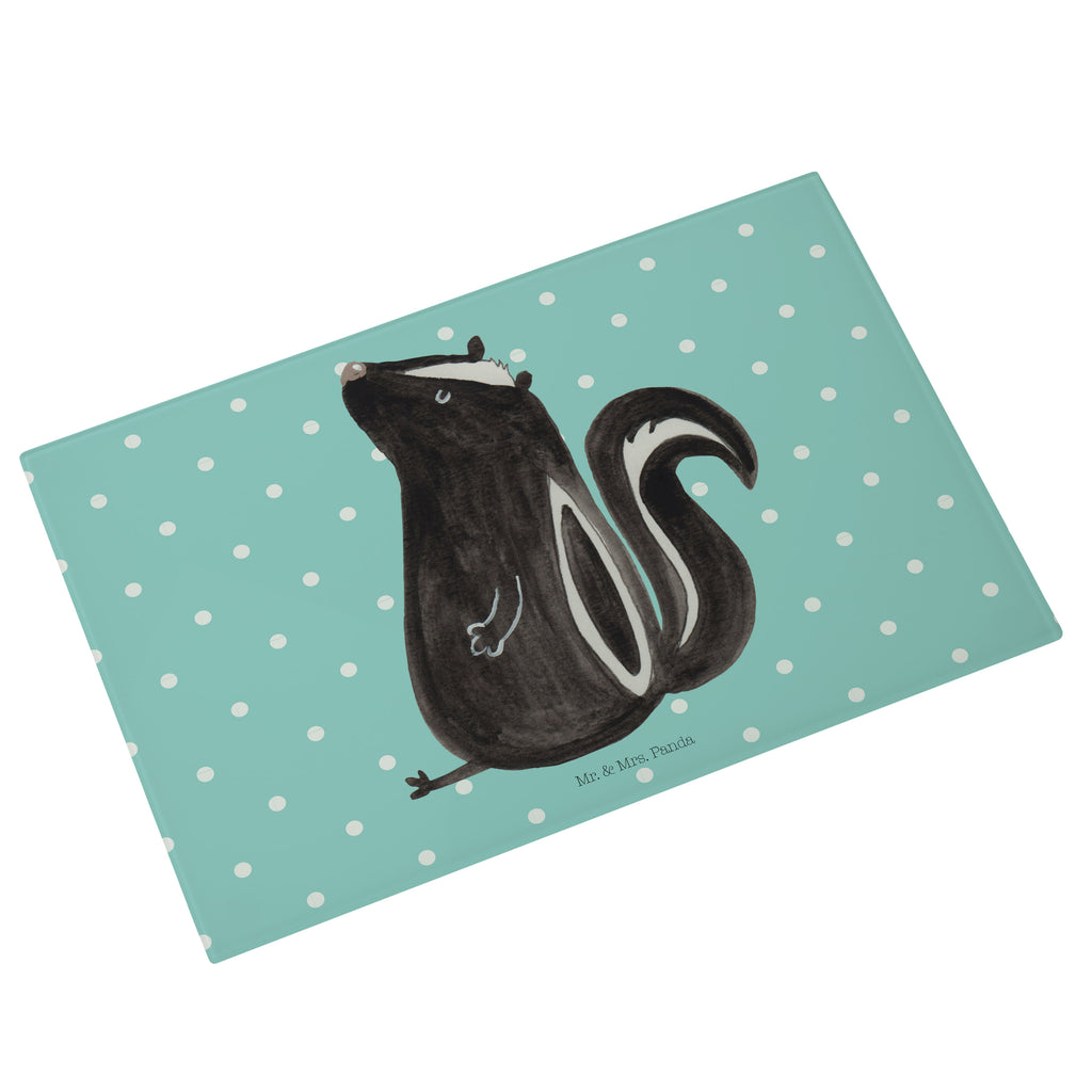 Medium Glas Schneidbrett Stinktier sitzend Glasschneidebrett, Schneidebrett, Stinktier, Skunk, Wildtier, Raubtier, Stinker, Stinki, Spruch, Büro, Recht, Besserwisser