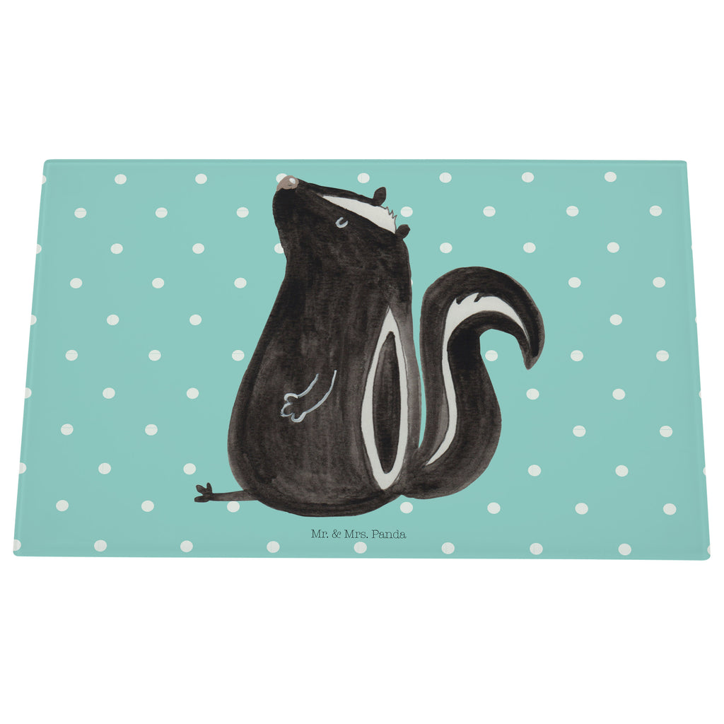 Medium Glas Schneidbrett Stinktier sitzend Glasschneidebrett, Schneidebrett, Stinktier, Skunk, Wildtier, Raubtier, Stinker, Stinki, Spruch, Büro, Recht, Besserwisser
