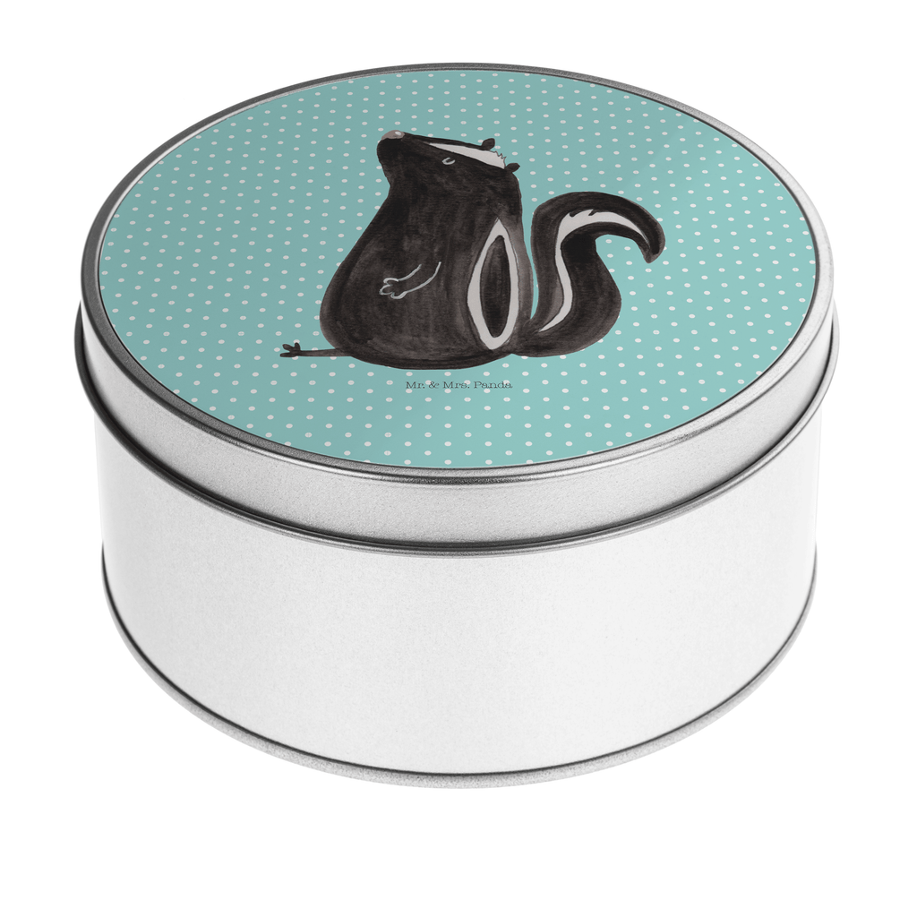 Blechdose rund Stinktier sitzend Metalldose, Keksdose, Dose, Vorratsdose, Geschenkbox, Stinktier, Skunk, Wildtier, Raubtier, Stinker, Stinki, Spruch, Büro, Recht, Besserwisser