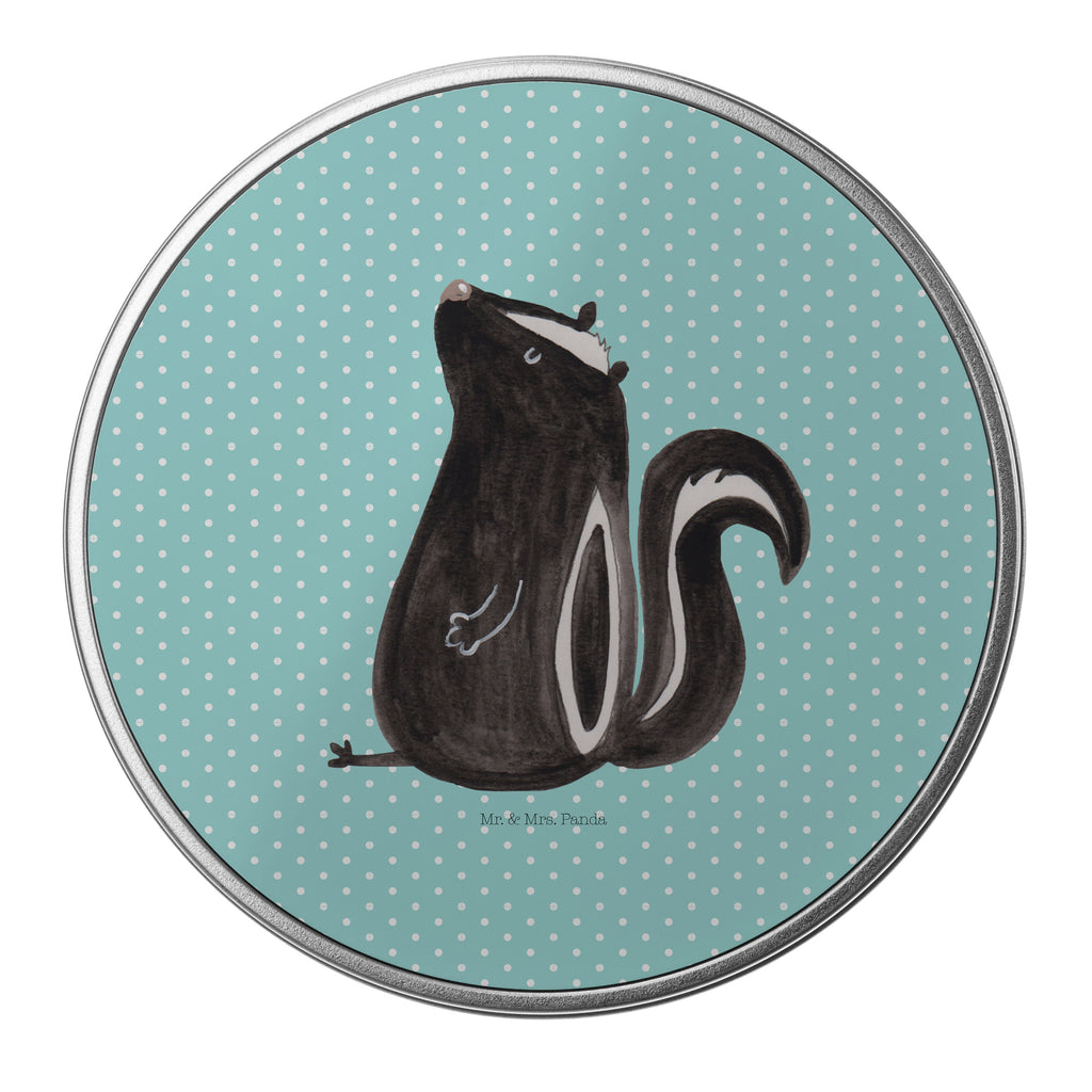 Blechdose rund Stinktier sitzend Metalldose, Keksdose, Dose, Vorratsdose, Geschenkbox, Stinktier, Skunk, Wildtier, Raubtier, Stinker, Stinki, Spruch, Büro, Recht, Besserwisser