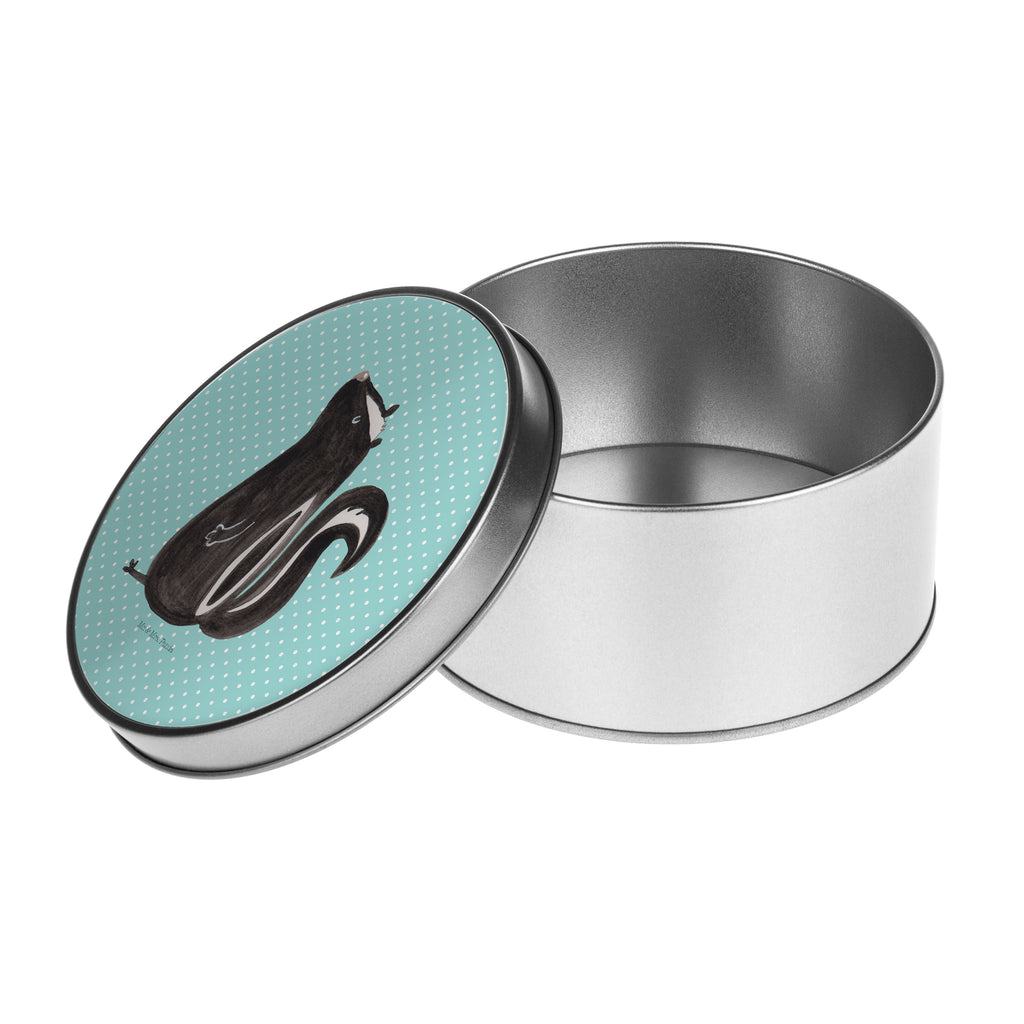 Blechdose rund Stinktier sitzend Metalldose, Keksdose, Dose, Vorratsdose, Geschenkbox, Stinktier, Skunk, Wildtier, Raubtier, Stinker, Stinki, Spruch, Büro, Recht, Besserwisser
