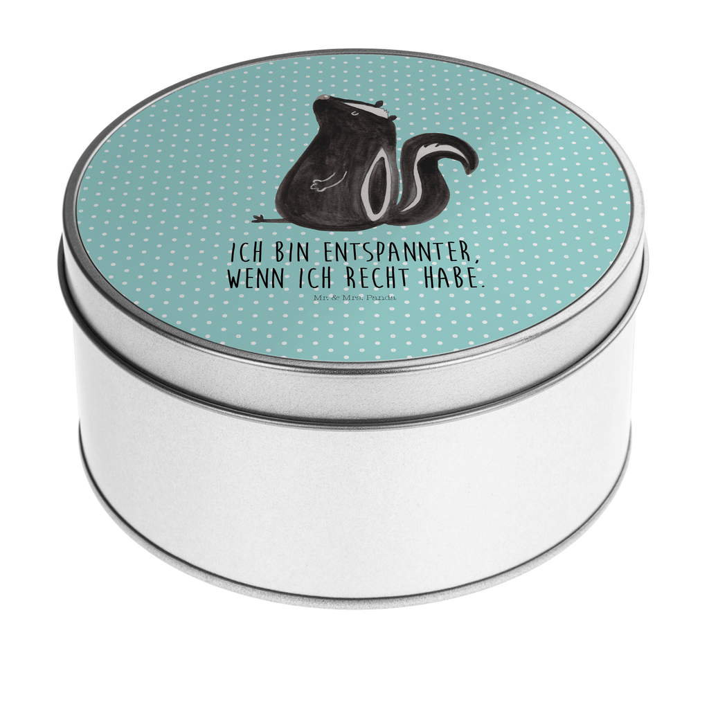 Blechdose rund Stinktier sitzend Metalldose, Keksdose, Dose, Vorratsdose, Geschenkbox, Stinktier, Skunk, Wildtier, Raubtier, Stinker, Stinki, Spruch, Büro, Recht, Besserwisser