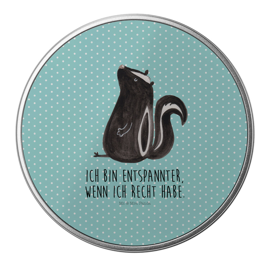 Blechdose rund Stinktier sitzend Metalldose, Keksdose, Dose, Vorratsdose, Geschenkbox, Stinktier, Skunk, Wildtier, Raubtier, Stinker, Stinki, Spruch, Büro, Recht, Besserwisser