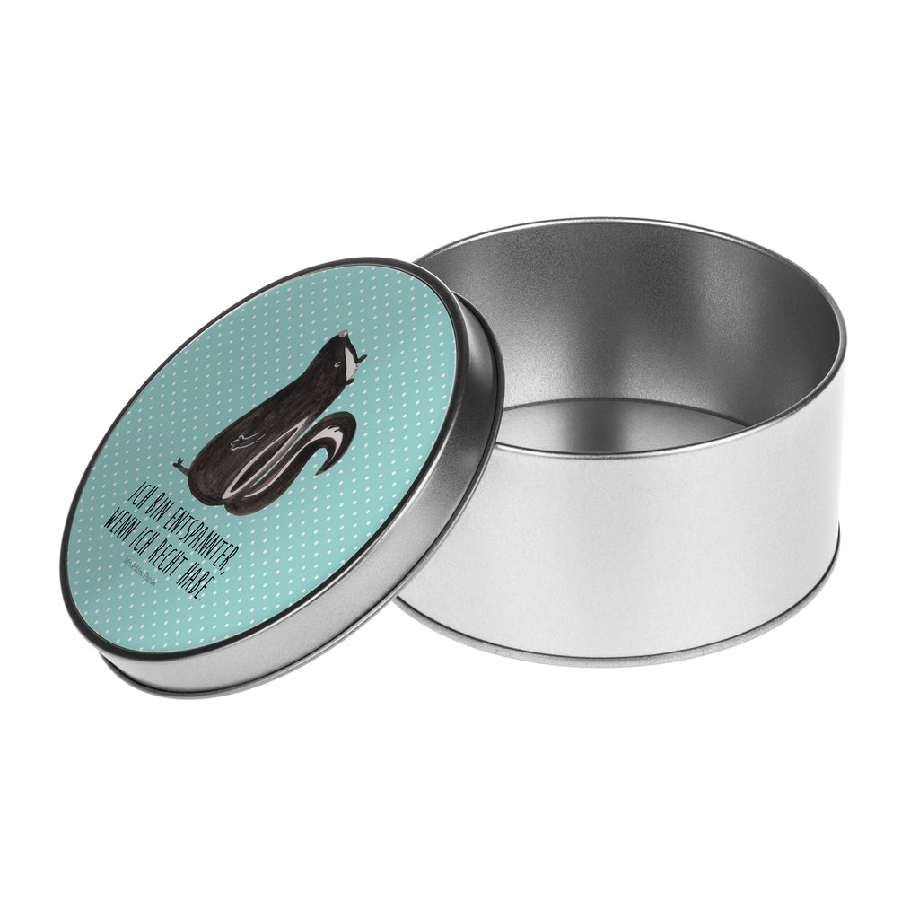 Blechdose rund Stinktier sitzend Metalldose, Keksdose, Dose, Vorratsdose, Geschenkbox, Stinktier, Skunk, Wildtier, Raubtier, Stinker, Stinki, Spruch, Büro, Recht, Besserwisser